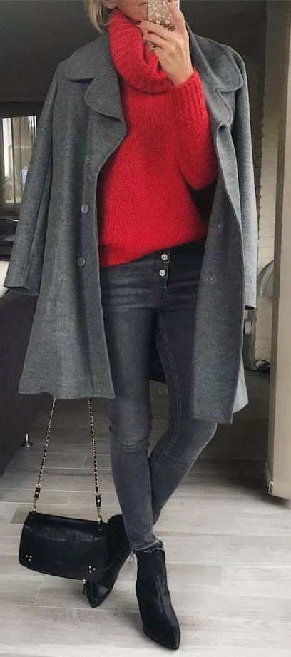 Never got before offer cerveny sveter outfit, Polo neck: Polo neck,  Business Outfits  