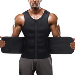 Camiseta sin mangas con cremallera frontal para sauna de neopreno caliente negra con velcro ajustable para hombres - Nebility