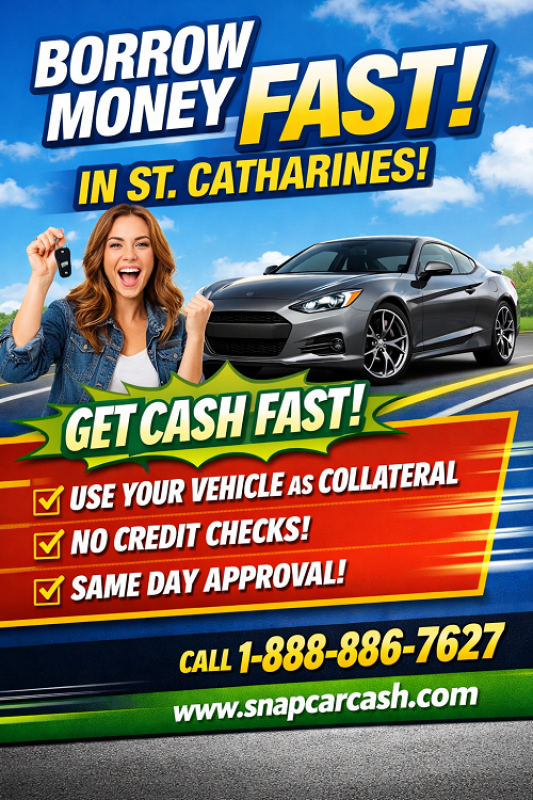 Borrow Money Fast with Auto Title Loans in St. Catharines, Ontario