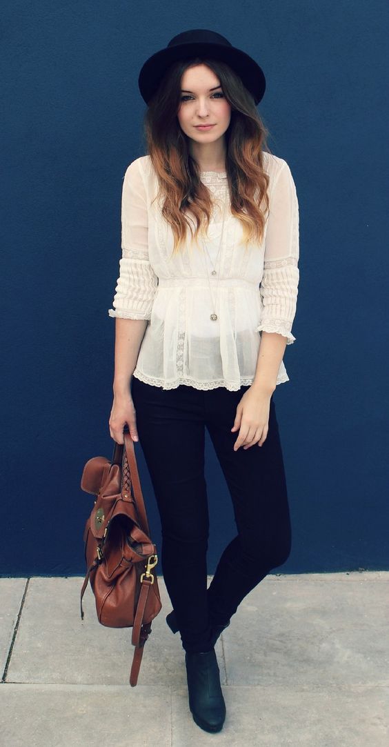 Black and white outfit Instagram with fedora